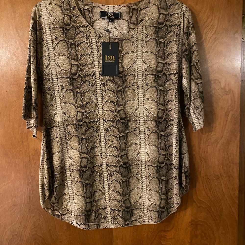 L&B Women's Snake Pattern Blouse - Brown